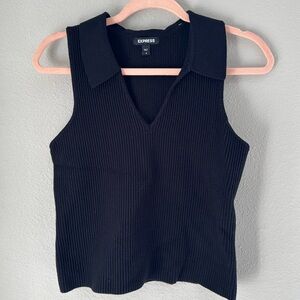 Express Women's Black Ribbed Sleeveless Top